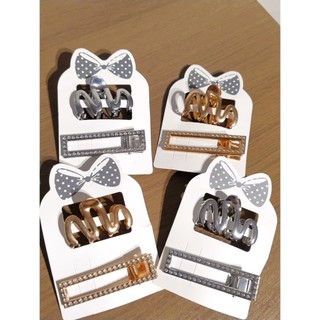 Kit Prendedor de cabelo metal e Presilha de Strass modelo pico de pato metal