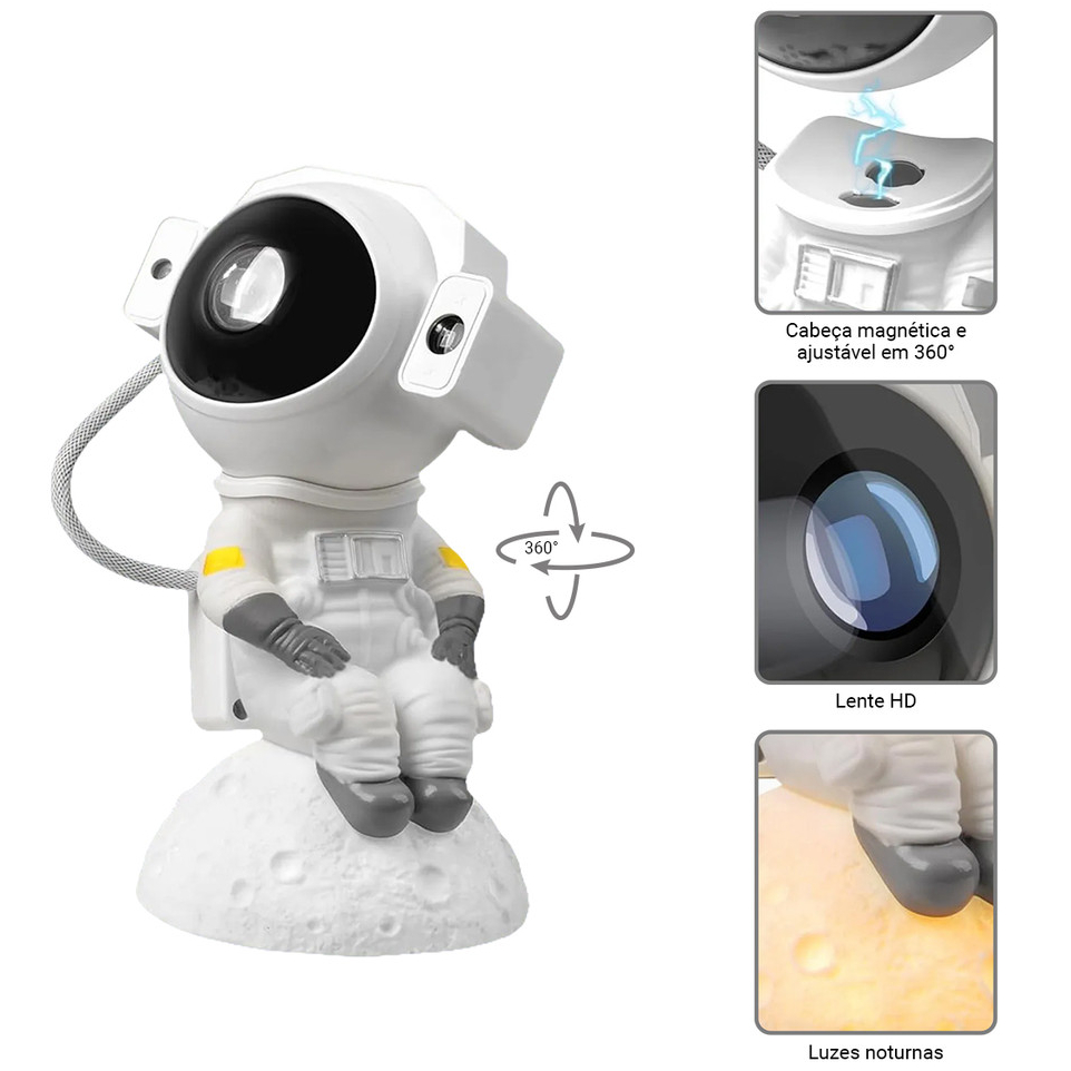 Luminária Astronauta Projetor Galáxia Crianças Luzes Noturnas, Galáxia Estrela Com Bluetooth 110v/220v
