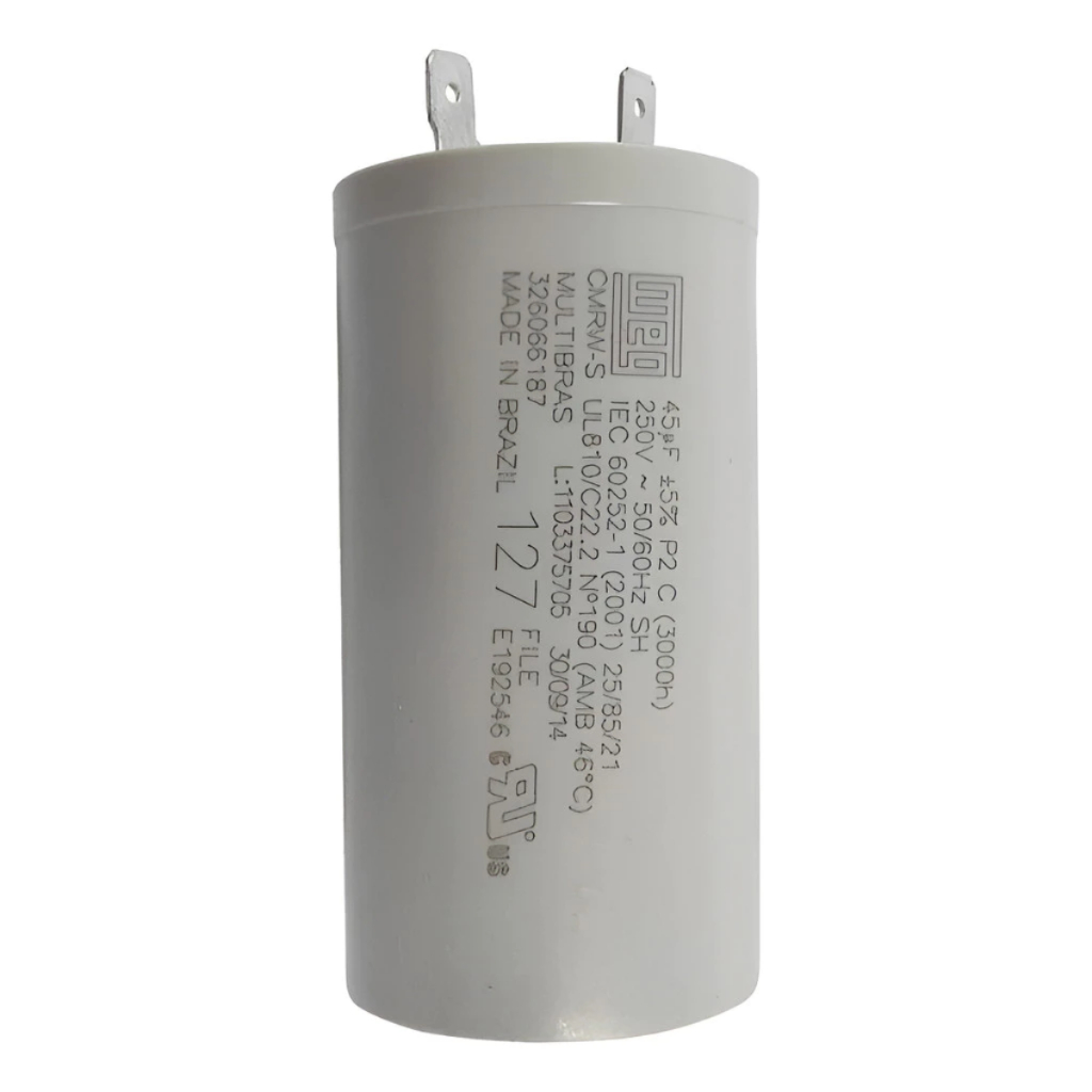 Imagem Capacitor Universal 45uF 127V Para Lavadora Partida de Motor Alta Performance