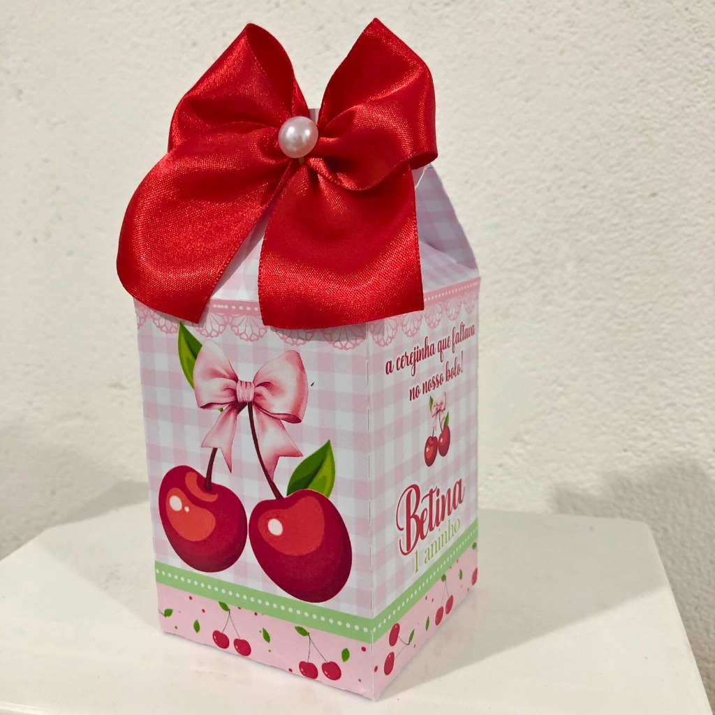 10 Caixa Milk Cerejinha I Lembrancinha I Aniversário I Caixas Personalizadas I Pegue e Monte