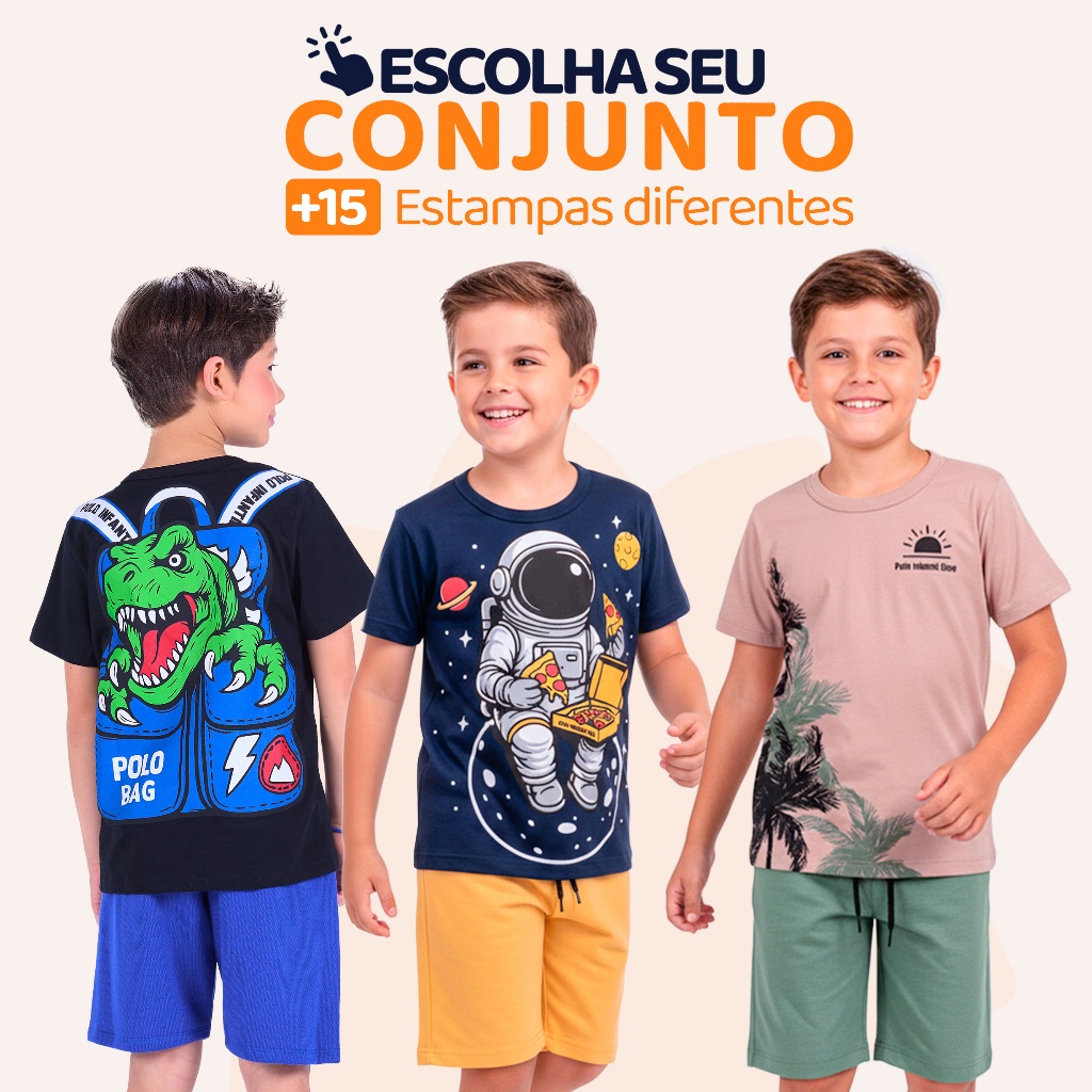 Conjunto Infantil Masculino Menino Verão Manga Curta Tamanho 2 ao 10 L04 em Oferta na Shopee