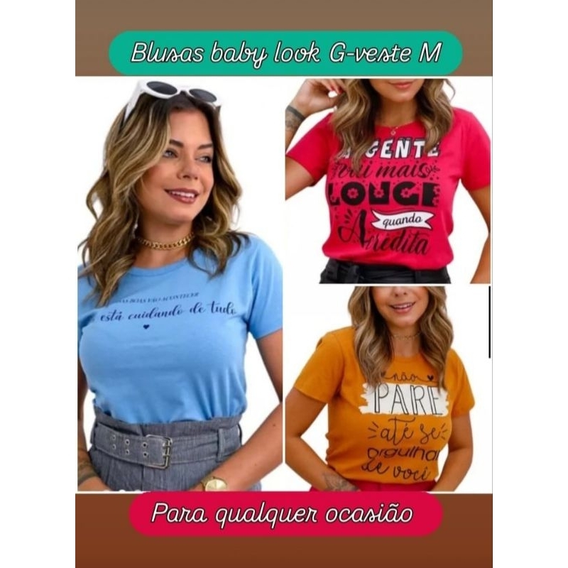 Blusas baby look, cores reais da foto, tamanho G