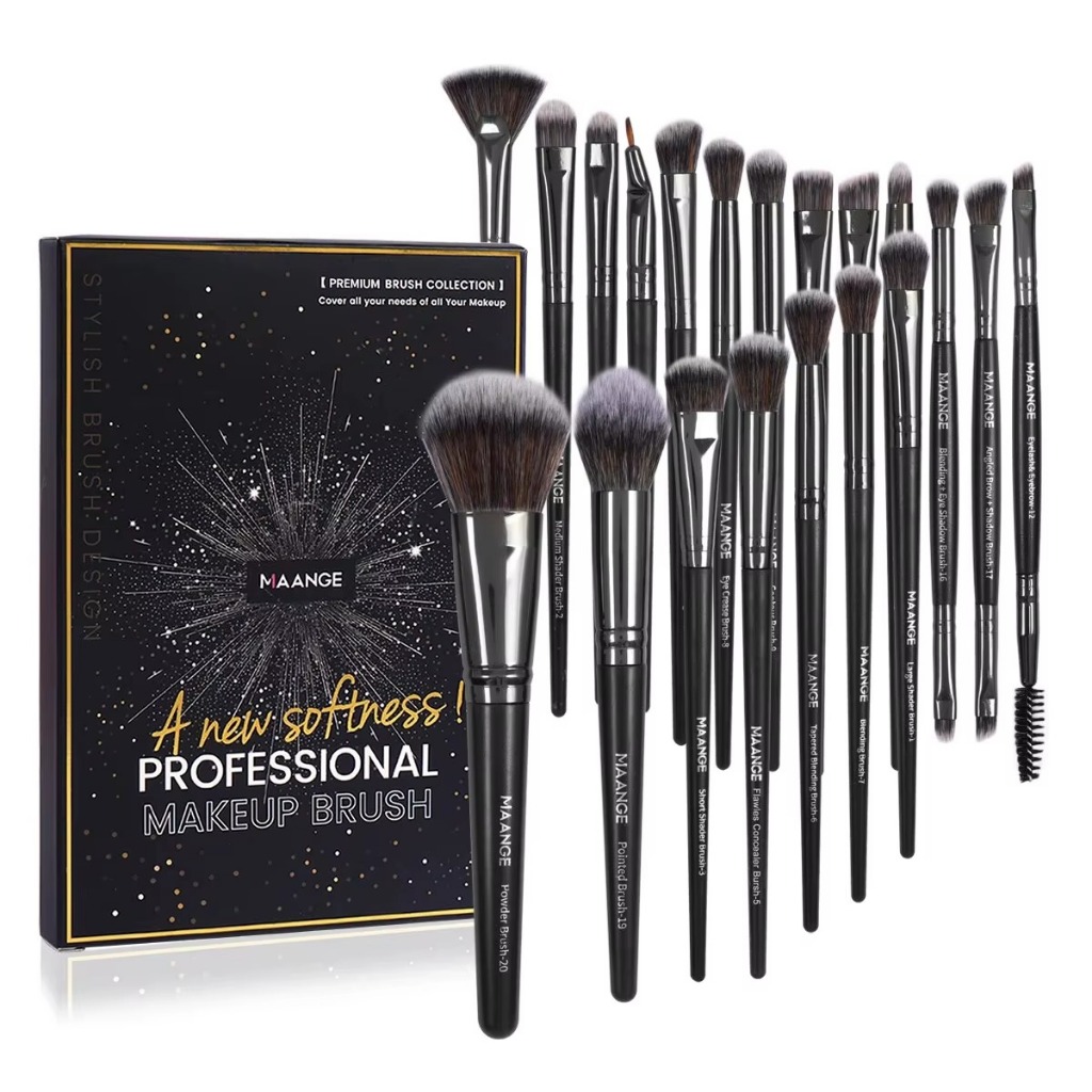 Kit 20 Pinceis MAANGE Brush Artist Modelo Boca Rosa Makeup Profissional