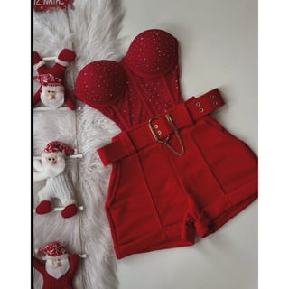 Conjunto Cropped Corset Com Pedraria e Short Cinto em Oferta na Shopee