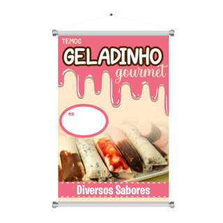 Banner Geladinho Gourmet Sacole Juju Dindin Propaganda com Cordinha para Pendurar MD05 em Oferta na Shopee