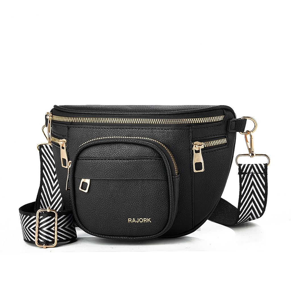 Bolsa Pochete Feminina Em Couro Pu Transversal Tipo Pochete Com Zíper Duplo