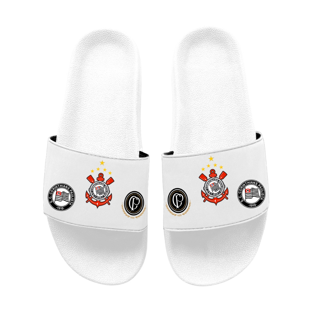 Chinelo Slide Leve E Confortável Super Lançamento Estampa Trio Do Corinthians em Oferta na Shopee