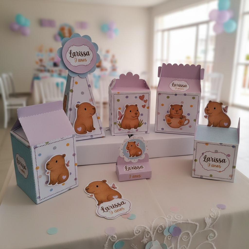 Kit festa ~ Capivara lembrancinha ~ aniversário - caixinhas - caixa milk capivara - personalizados Capivara ~ sacolinha