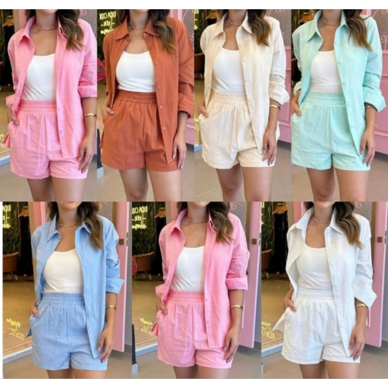 Conjunto Feminino de 2 Peças Shorts e Camisa788