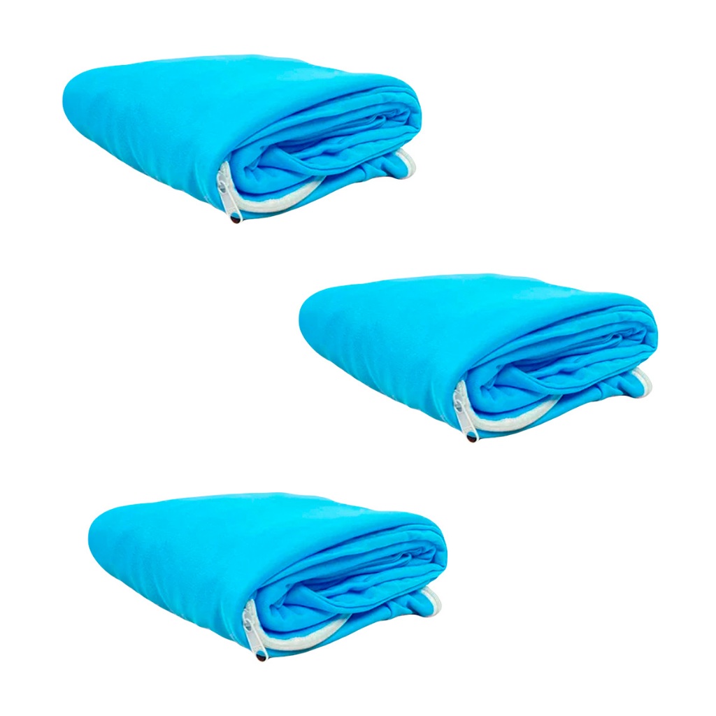 Kit 3 Capas Para Colchão de Solteiro 100% Poliéster Macia Confortável 1.88x0.88x0.20 cm Cor Azul