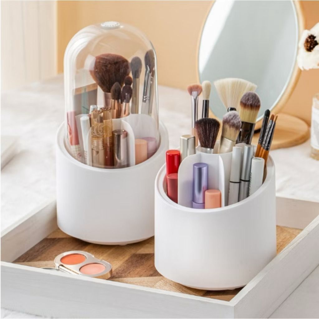Rotação Organizador Portátil 360º De Mesa Cosmético Maquiagem Porta-escovas Batom Tubo Transparente em Oferta na Shopee