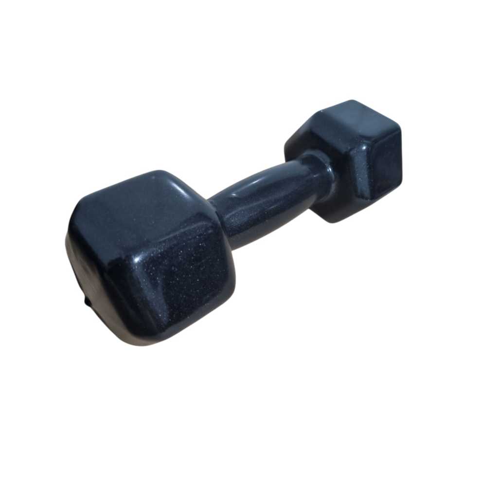 Halter Sextavado Emborrachado Preto Treino Academia Halteres Musculação 3kg ou 6kg