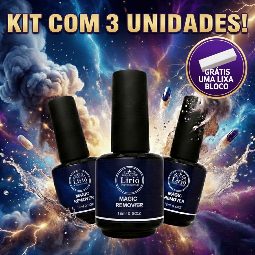Kit 3 ou 2 ou 1 Magic Remover Lirió/XD/BellaRosa Removedor Esmalte Em Gel Unha 15ml