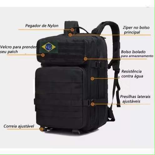 Mochila impermeável de 50 L para caminhadas, campismo, sobrevivência na natureza e viagens