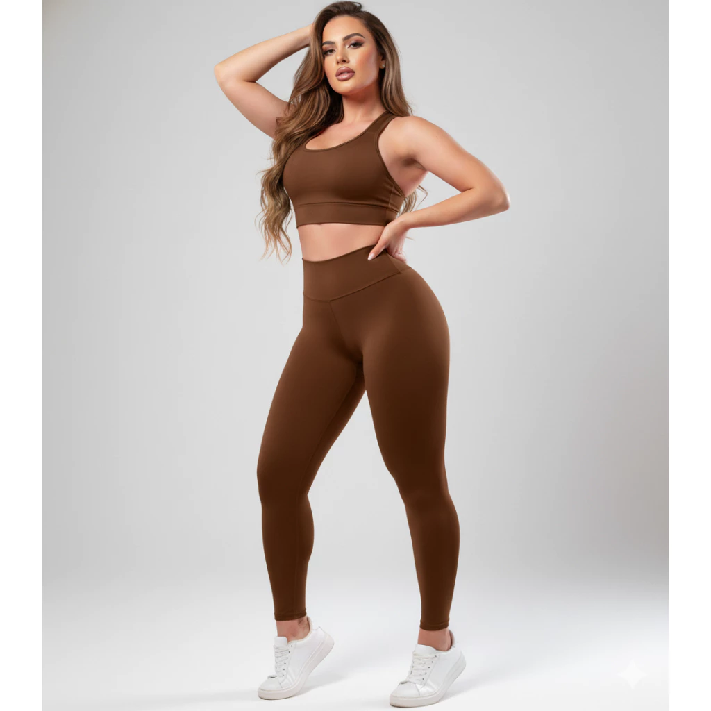 1 Conjunto Fitness Calça Legging E Top Roupas Femininas Para Academia Ginástica A01 — imagem 1