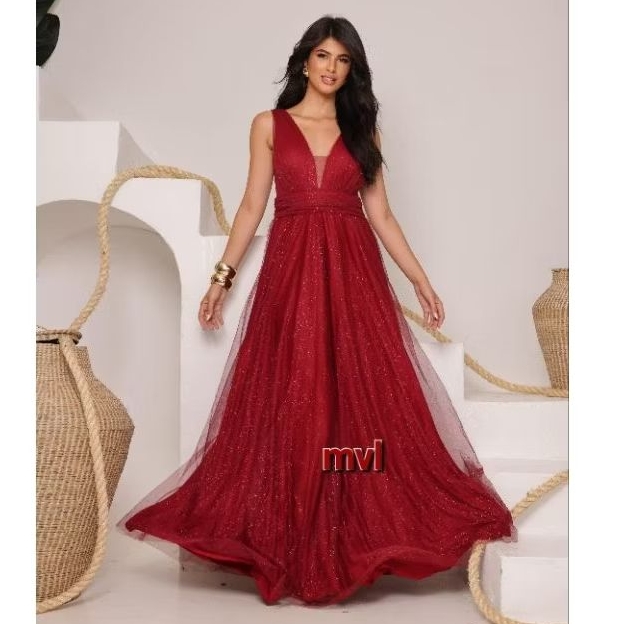 vestido femenino  brilhoso ideal para festa elegante S.C