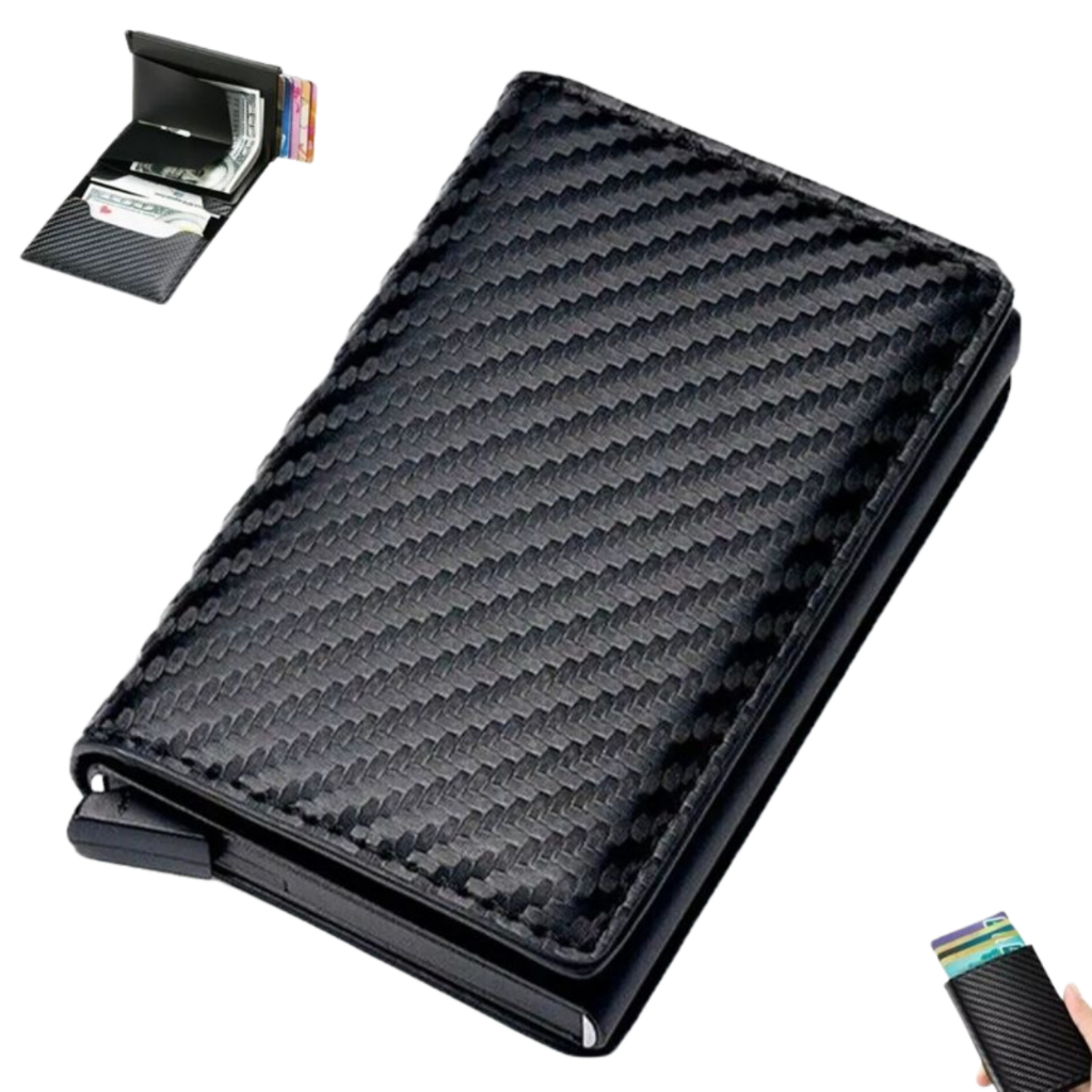 Carteira Futuro Slim Rfid Antifurto Feminino Premium Preto Liso