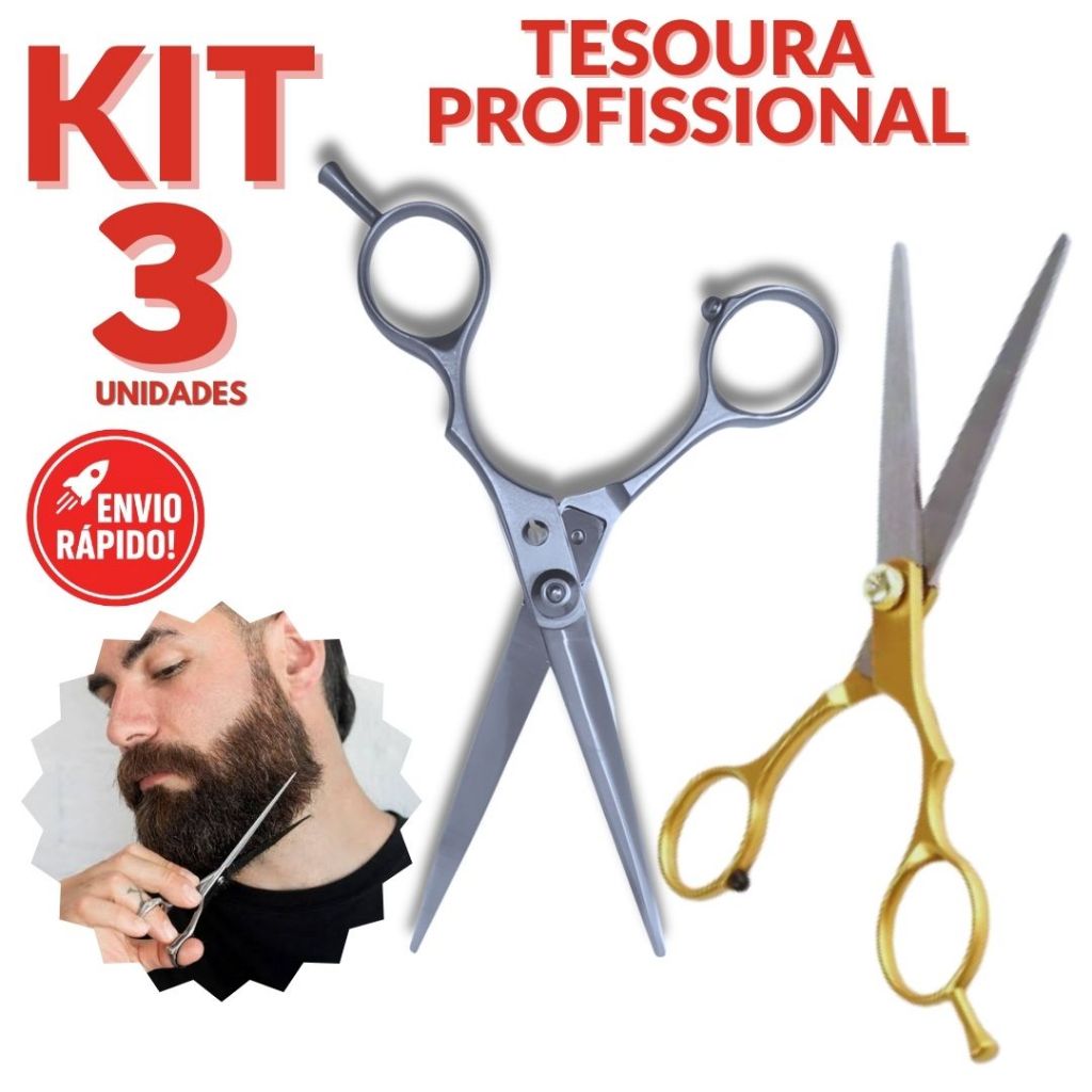 Tesoura Profissional para Corte de Cabelo Aço Inox Afiada Precisão Barba Barbeiro Cabeleireiro