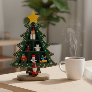 Árvore de Natal em Madeira Montável 28cm | Mini Árvore Natalina Decorativa | Enfeites de Natal