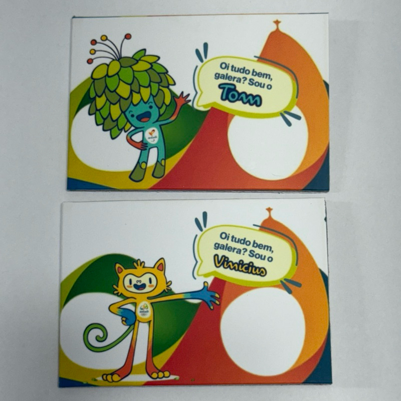 2 Cartelas dos Mascotes das Olimpíadas Rio 2016 Vazias