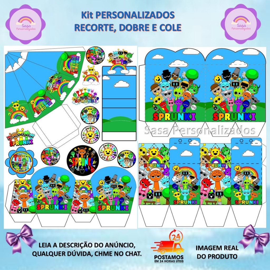 TEMA SPRUNKI LEMBRANCINHA COM 80/200 ITENS PERSONALIZADA COM OU SEM NOME em Oferta na Shopee