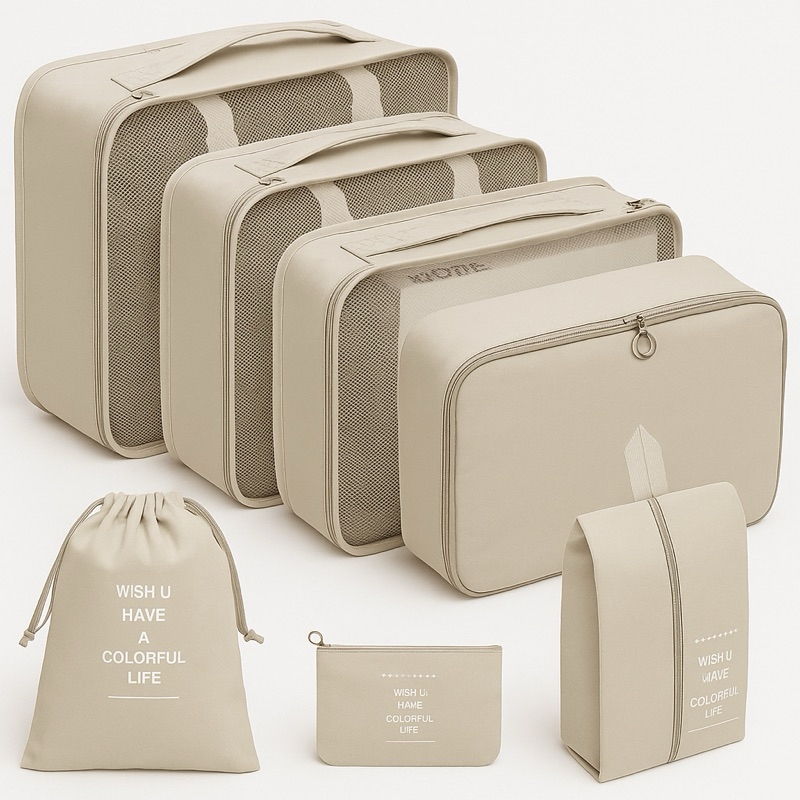 Kit 7 Peças Bolsa Bag Organizadoras Para Mala Roupas Bagagem Viagem