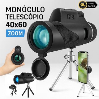 Monóculo Telescópio 40x60 HD Portátil Zoom com Tripé e Suporte para Celular