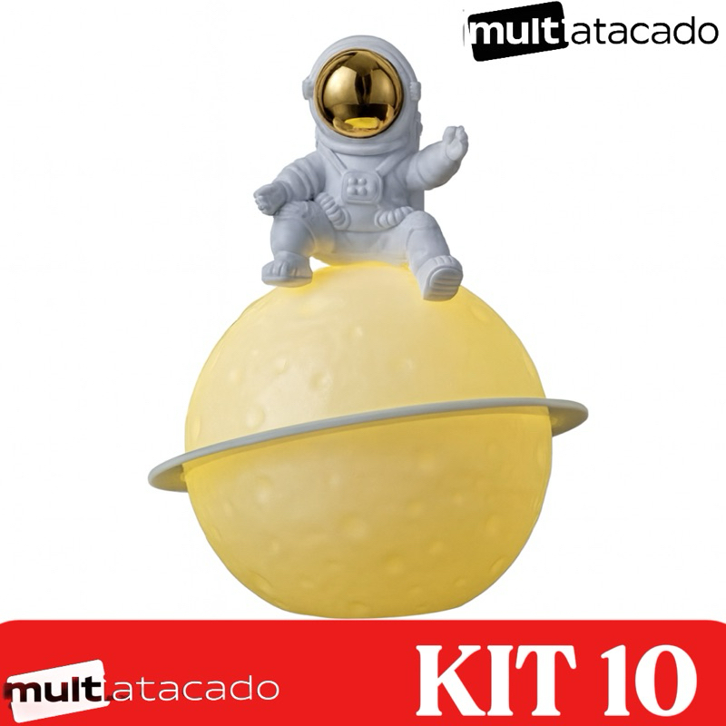 KIT 10  Luminária decorativa Mesa de LED 3D Criativa Luz Noturna Decorativa LUMINARIA DE ASTRONAUTA