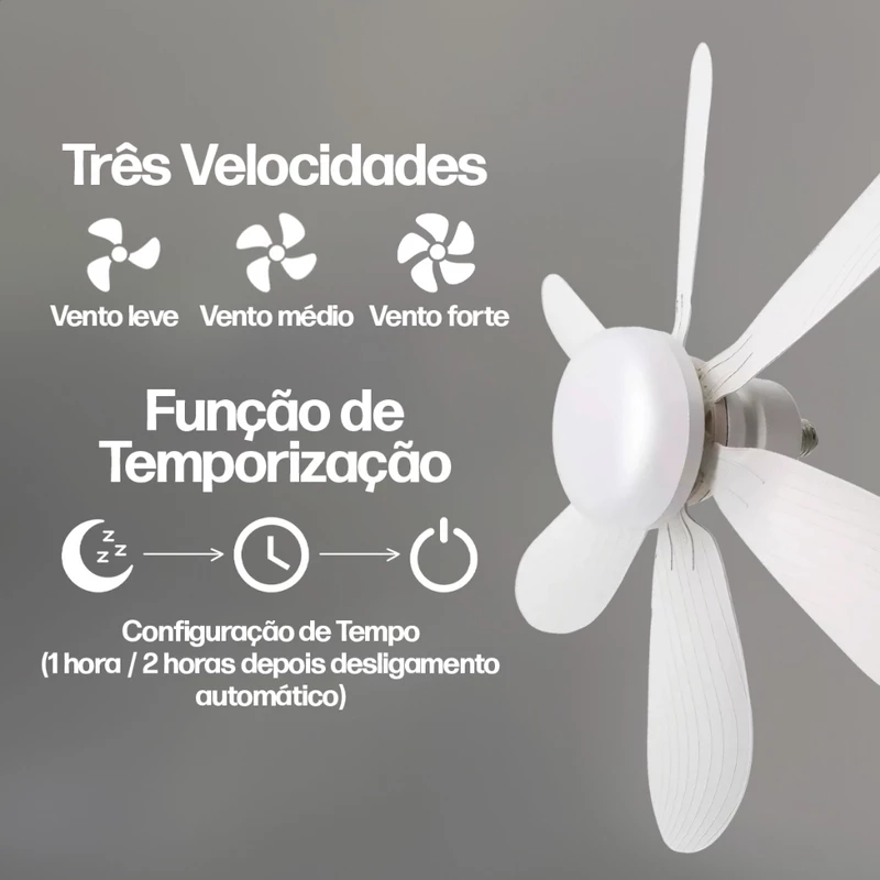 Ventilador de Teto com Luminária Led 6 Pás e Abajur E27 Bivolt — foto 6