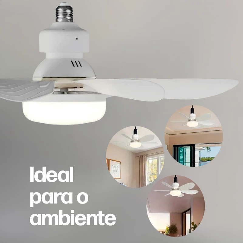 Ventilador de Teto com Luminária Led 6 Pás e Abajur E27 Bivolt — foto 5
