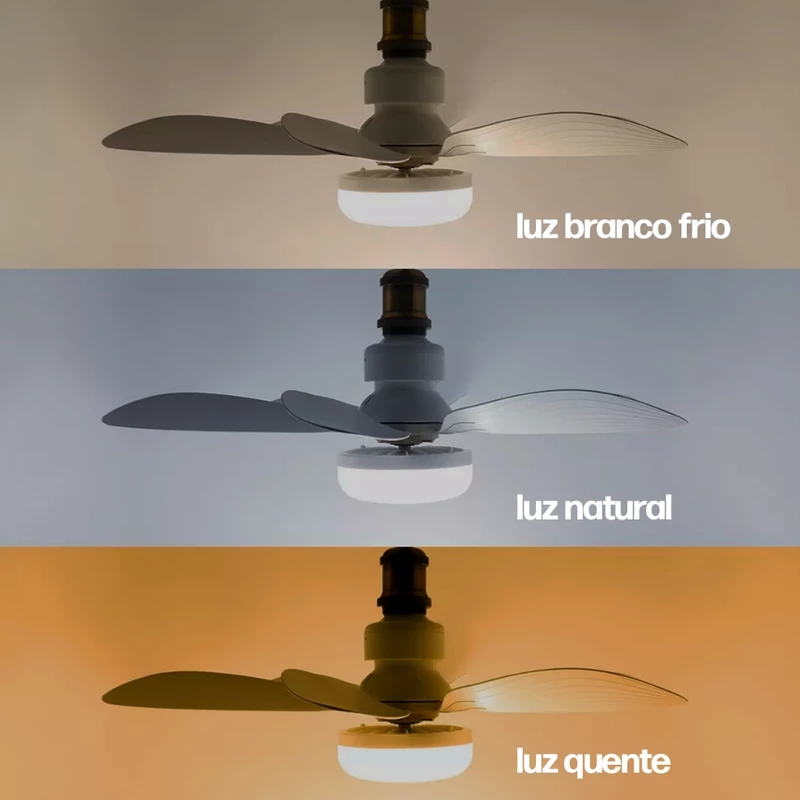 Ventilador de Teto com Luminária Led 6 Pás e Abajur E27 Bivolt — foto 4