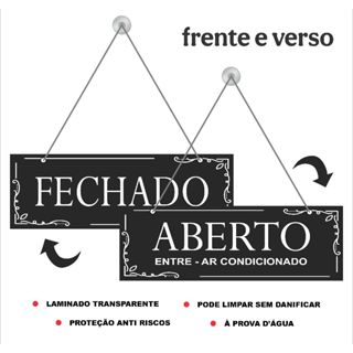 Placa aberto fechado preta, para porta de vidro, pronta para usar em Oferta na Shopee