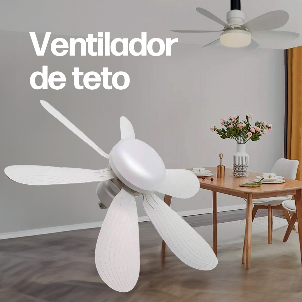 Ventilador de Teto C/ Iluminação 3 Cores Luz Controle Remoto Luminária Moderna 60w Bulbo E27 6 Pás em Oferta na Shopee