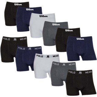 Kit 6 ou 11 cuecas boxer Polo Wear e Wilson Microfibra Original Sortidas em Oferta na Shopee