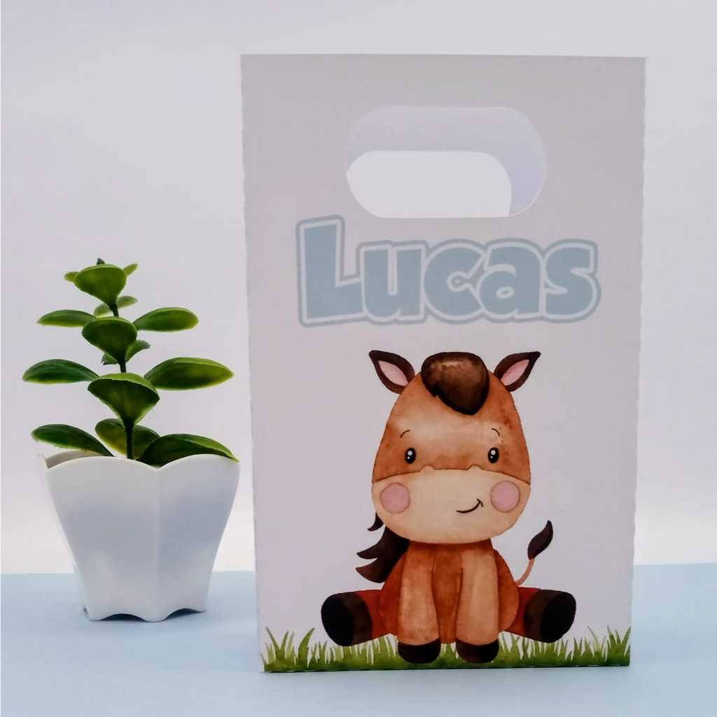Sacolinha Personalizada Fazendinha Azul Lembrancinhas Festa Infantil Aniversário, Mesversário