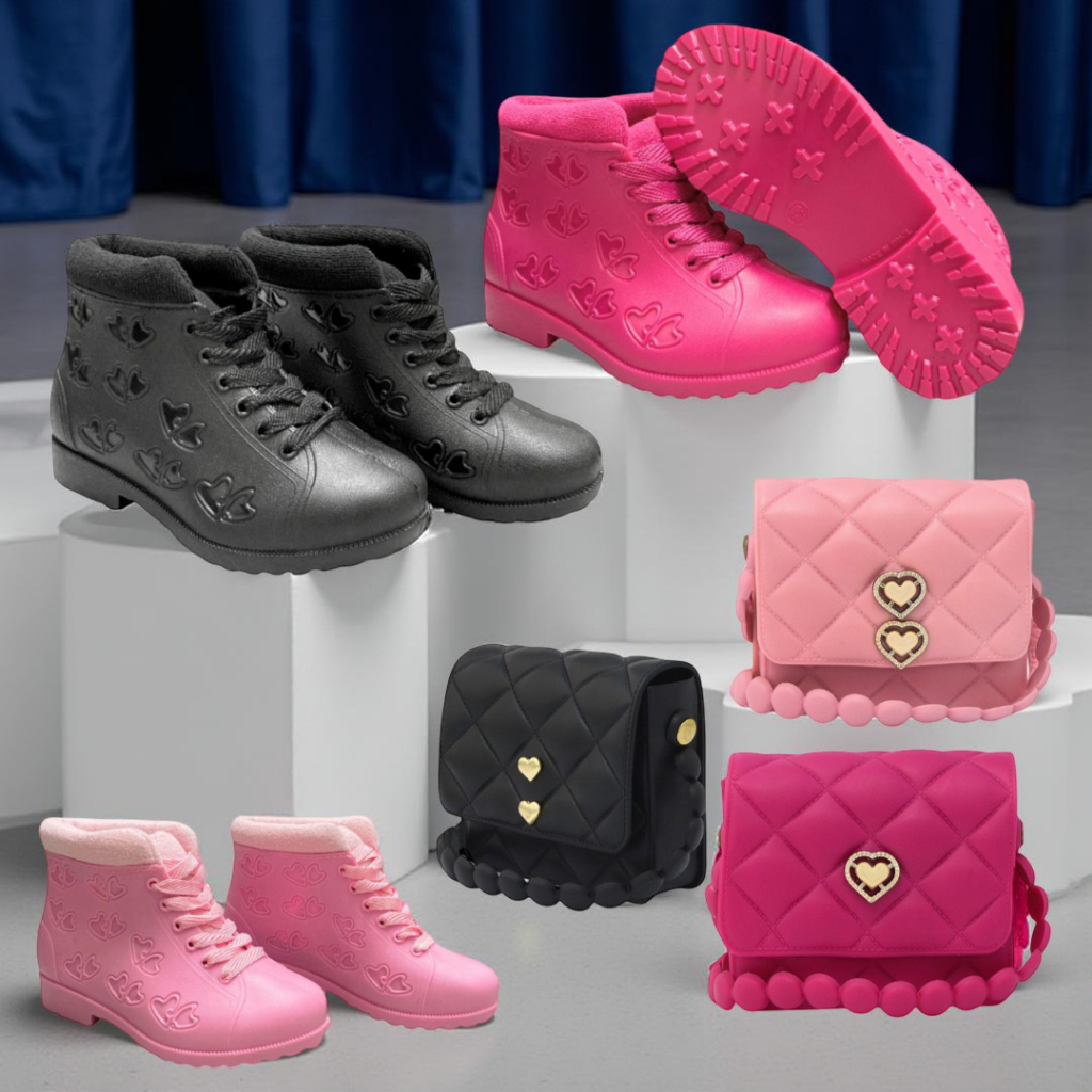 Conjunto infantil bota + bolsinha | confortável e impermeável SS