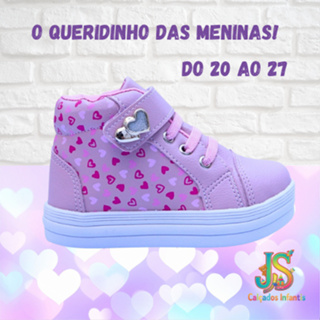 Tênis Infantil Menina Coração Silk Cano Alto em Oferta na Shopee