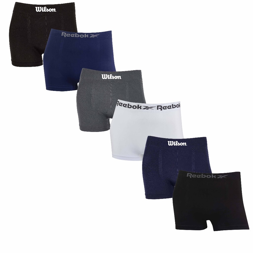 Kit 3 ou 6 cuecas boxer Reebok e Wilson Sortidas microfibra Original