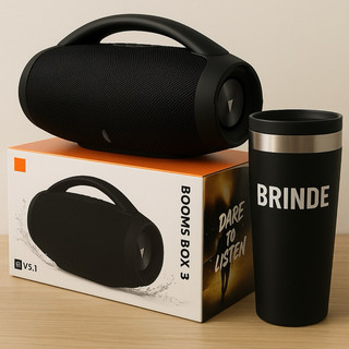 Caixa De Som 35Cm Bluetooth + Copo Térmico de Brinde – Potência e Estilo no Seu Rolê