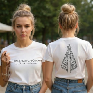 Camiseta Babylook Como É Lindo Ser Católica Algodão Cores em Oferta na Shopee