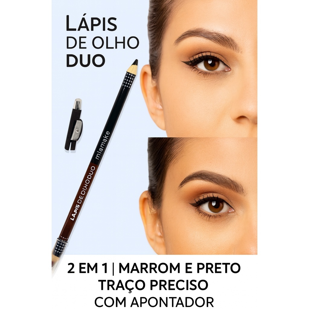Lápis de Olho DUO Marrom e Preto com apontador – Miamake