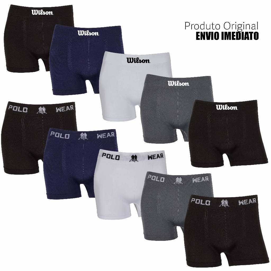 Kit 5 ou 10 cuecas boxer marca Polo Wear e Wilson Microfibra Originais