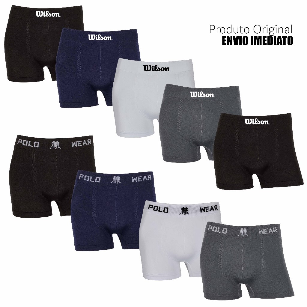 Kit 4 ou 9 cuecas boxer marca Polo Wear e Wilson Microfibra Originais em Oferta na Shopee