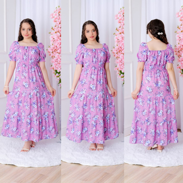 VESTIDO LONGO - VISCOLINO FLORIDO JUVENIL 12/14/16 em Oferta na Shopee