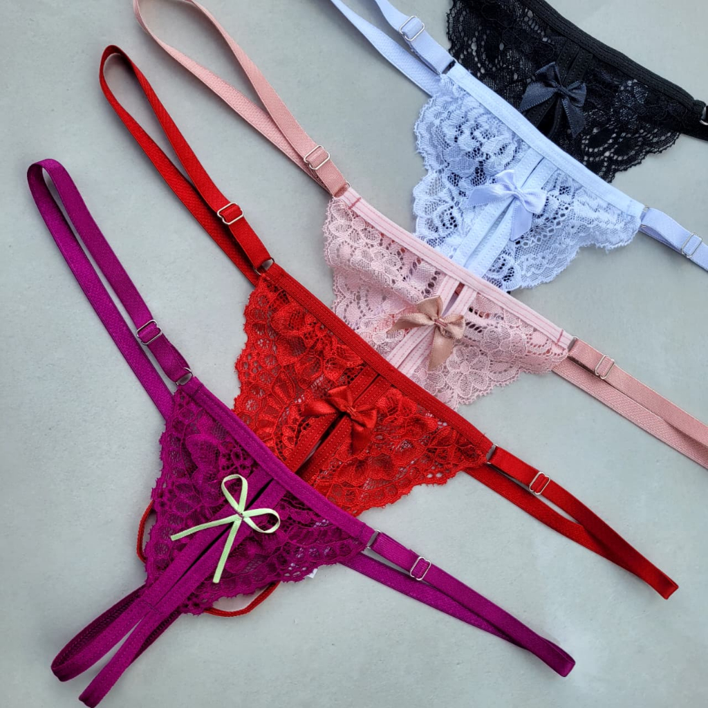 kit com 5 calcinhas com abertura calcinha sexy erotica com regulagem em Oferta na Shopee
