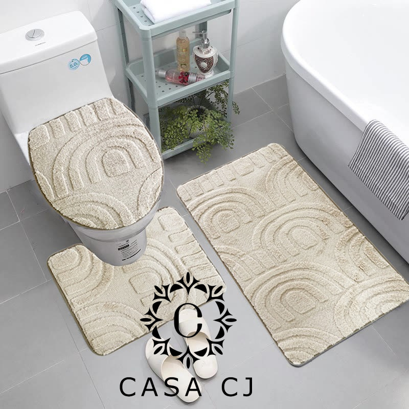 Jogo De Banheiro De Pedras Conjunto Tapetes 3 Peças