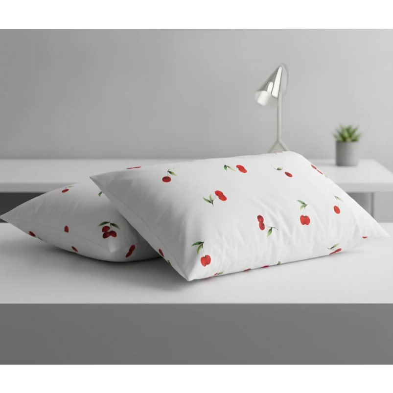 Kit 02 Peça Fronha De Travesseiro Algodão 180 Fios Estampa Cereja em Oferta na Shopee