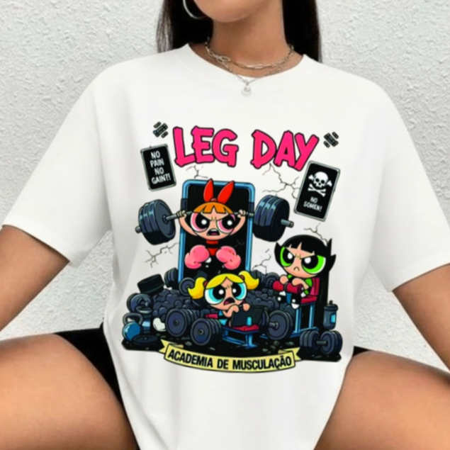 Camiseta Tshirt 100% Algodão Treino Academia Musculação Fitness Oversized Meninas super poderosas em Oferta na Shopee