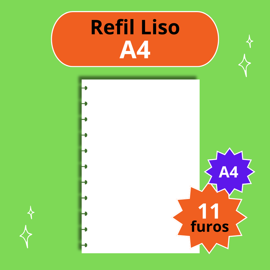 Refil A4 Liso Sem Pauta 11 furos Caderno de Disco