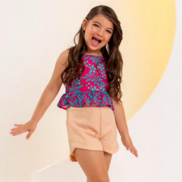 Conjunto Menina Infantil Verão – Blusa lesie  Laço + Shorts Linho | Roupa Infantil Feminina | Look Infantil Menina em Oferta na Shopee
